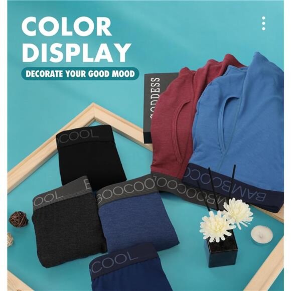 Mens Bamboo Boxer Briefs Underwear 6 Pack Soft Breathable Stretch Athletic Trunk - Picture 6 of 7